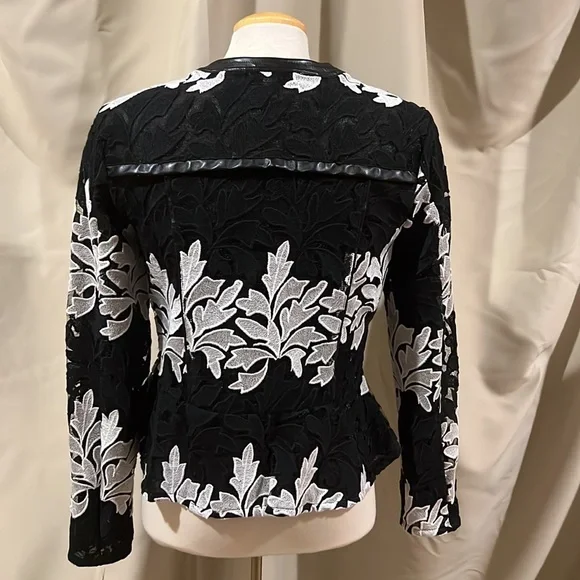 INC international concepts Embroidered Lace, Pleather Trim Zip-Front Jacket NWT - Picture 2 of 4